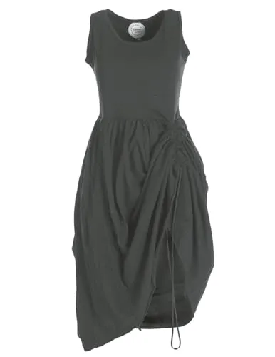 Vishes - Alternative Bekleidung - verstellbares Damen Kleid lang kurzes Sommerkleid Damen Kleider grau 48