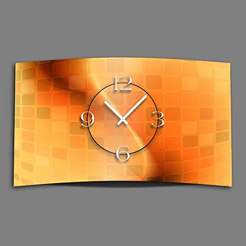 dixtime Abstrakt orange Designer Wanduhr modernes Wanduhren Design leise kein Ticken 3DS-0059