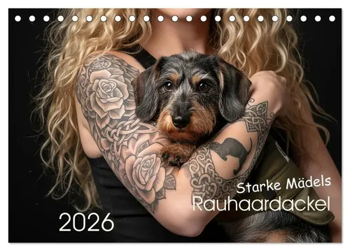 Fotostudio Ammersee Ehgartner Tischkalender 2025 - Starke Mädels - Präsentiert 14 beeindruckende Motive von Rauhaardackeln. Ideal für Tierliebhaber und Kunstfreunde. Ein schöner Begleiter für das neue Jahr!