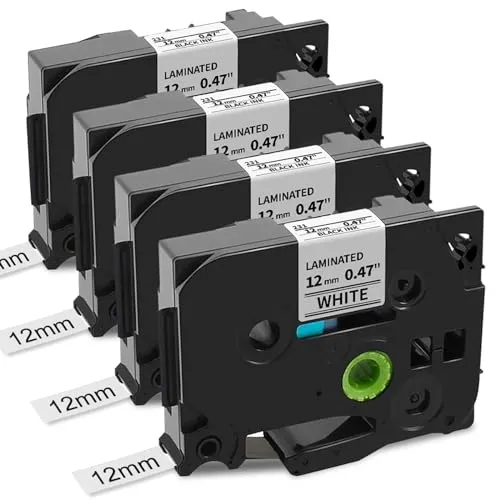 4x Unistar kompatibel Schriftband als Ersatz für Brother Ptouch TZe-231 TZe231 TZe 12mm 0.47 schwarz auf weiß Laminiertes TZ Tape for Ptouch PT-1000 PTD400VP PTH105 D210VP H110 D600VP H100LB