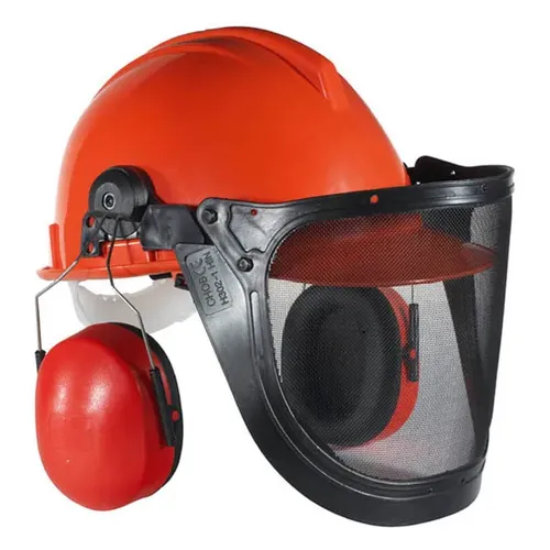 Feldtmann Waldarbeiter Helmset - Schutzhelm für Waldarbeiter mit umfassendem Schutz für Kopf, Gesicht und Ohren. Mit flexibel klappbarem Visier und Gehörschutz mit SNR 22 dB - ideal für sicheres Arbeiten im Wald.