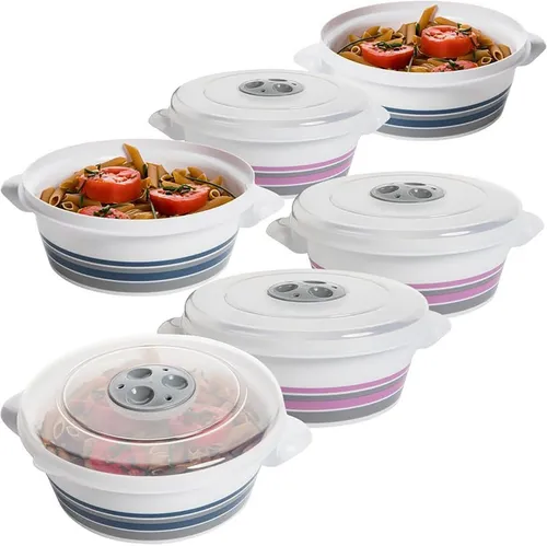 Mikrowellendose Sustania Lunch 6er 1L - Frischhaltedosen, BPA-frei mit Dampfventil und Griff, ideal für die Mikrowelle und den Gefrierschrank, leicht zu reinigen und wiederverwendbar.