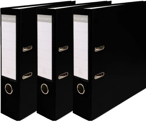 Exacompta 918401SE Ordner Schwarz PP 2 Ringe DIN A4 80mm Rücken 3er-Set