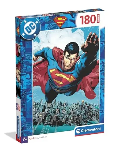 Clementoni 29801 Superman – Super Puzzle 180 Teile, dynamisches Superheldenmotiv, Kinderpuzzle ab 7 Jahren
