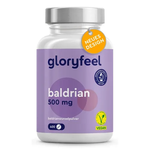 gloryfeel® Baldrian Tabletten 400 St - Beruhigende Wirkung - Nahrungsergänzungsmittel mit Baldrian für besseren Schlaf und Entspannung, rezeptfrei erhältlich in praktischer Tablettenform.