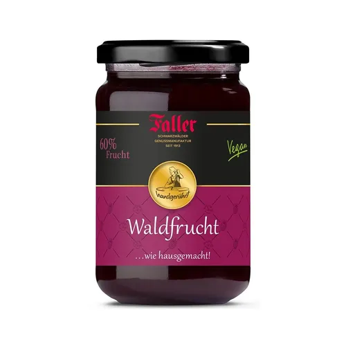 Faller Waldfrucht-Konfitüre aus dem Schwarzwald mit 60% Frucht 330 Gramm