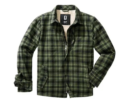 Brandit Classic Sherpa Jacket - Oliv-Black, Größe L - Funktionsjacken mit warmem Sherpa Innenfutter, ideal für kalte Tage. Ausgestattet mit Brusttasche, zwei seitlichen Einschubtaschen und einem modischen Holzfäller-Look.