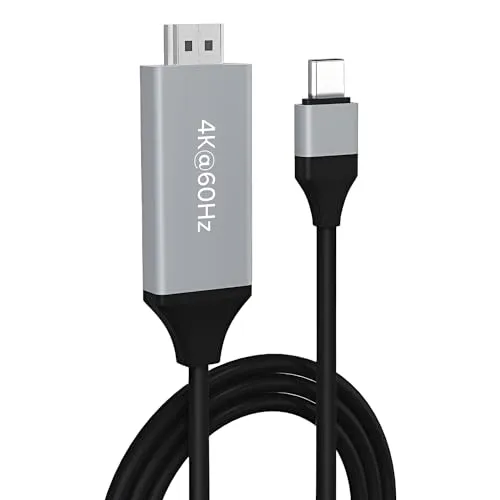 MMOBIEL USB-C zu HDMI Kabel 2m - 4K@30Hz - USB 3.1 Type-C to HDMI Geflochtenes Kabel - Thunderbolt 3 Adapter für MacBook Pro/Air, iPhone 16/15, iPad Pro, iMac, Samsung Galaxy, Chromebook usw.