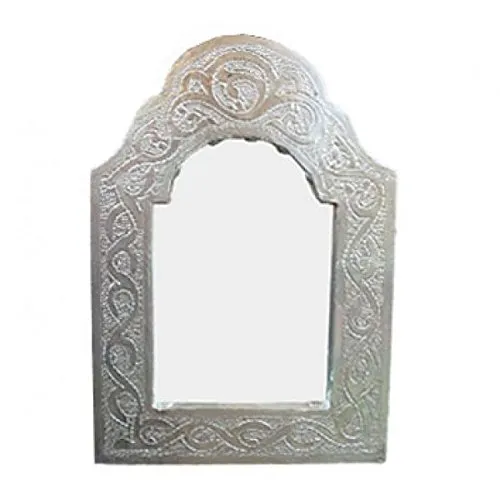 Saharashop Orientalischer Spiegel Silber-Leder mini 27 x 18 cm