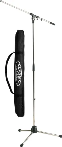 K&M 210/2 Mikrofonstativ verchromt Set inkl. Tasche - Mikrofonstative: Höhenverstellbar von 900 bis 1605 mm, inkl. praktischer Stativtasche für einfachen Transport und Aufbewahrung.