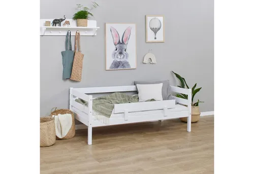 Hoppekids Einzelbett ECO Comfort Kinderbett, Kiefer Massivholz, Jugendbett inkl. Rollrost, 70x160 cm, wahlweise in verschieden Farben/ Matratze/ Absturzsicherung