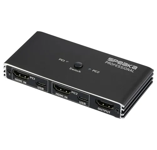 SpeaKa Professional SpeaKa Professional HDMI 2.0 Slim KVM 2X1 USB2.0 +IR, Black HDMI-Swit Adapter
