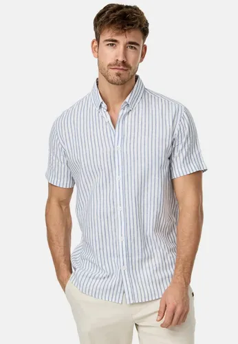 Indicode Kurzarmhemd Herren INBravida Herrenhemd Kurzarm aus einem leichtem Leinenmix, mit Button-Down-Kragen
