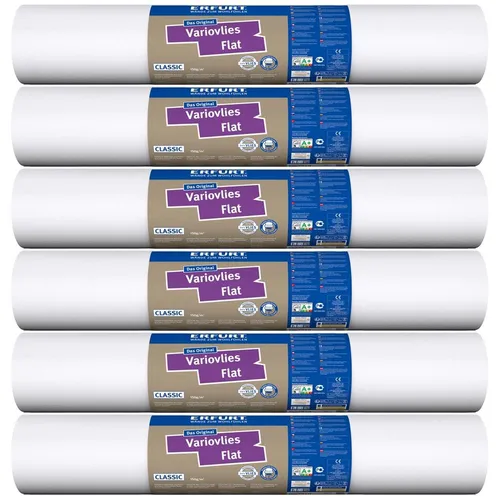 Erfurt Variovlies Flat Classic 150g Vliestapete - Einfarbige Vliestapete in Weiß, ideal für Esszimmer, Arbeitszimmer und mehr – leicht anzubringen und abnehmbar.