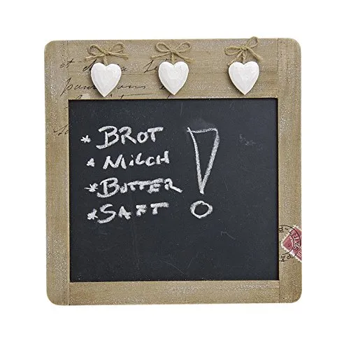 Küchentafel im Landhaus-Stil mit Herzen | Memo-Tafel in Braun & Weiß für die Küche | Kreide-Tafel zur Organisation & Erinnerungen im Haushalt | ideal für Restaurants oder Veranstaltungen geeignet