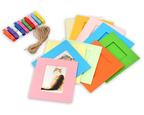 Bilder Wanddekoration Hängender Mini-Bilderrahmen, 10 Stück Papier 2x3 Rahmen kompatibel mit Polaroid, Fujifilm Instax Mini Film (Mehrfarbig)
