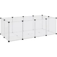 vidaXL Kleintierkäfig Transparent 144x74x46,5 cm - Kleintierkäfig aus wasserfestem PP und robustem Stahl, ideal für Welpen, Kätzchen und Kaninchen. Geräumig, pflegeleicht und einfach zusammenbaubar - der perfekte Spielplatz für deine kleinen Freunde!