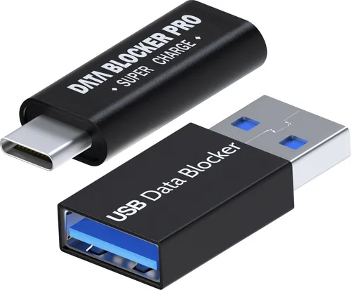 USB Datenblocker & USB-C Datenblocker [2er Pack] Schützt vor Hackern – Schwarz