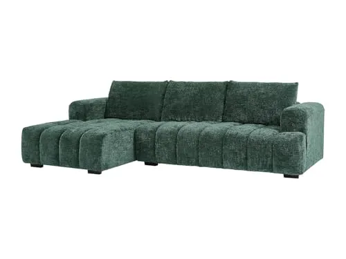 Vente-unique-Ecksofa - Ecke Links - Strukturstoff - Grün - BENOLA