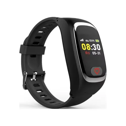 NikuTRAX Notrufuhr NPC182S-IoT in schwarz mit SIM & GeoTRAX - Smartwatch für Senioren mit SOS-Notruffunktion, 2-Wege-Sprachkommunikation und Gesundheitsmonitoring – Sicherheit für Ihre Liebsten mit Echtzeit-Tracking und aktivierter SIM-Karte.