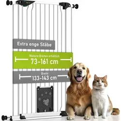 BOMI Türschutzgitter mit Katzenklappe Mira - Treppenschutzgitter für Haustiere, mit integrierter, abschließbarer Katzenklappe für mehr Freiheit und Sicherheit. Einfache Montage ohne Bohren und stabiler Halt, ideal für jeden Haushalt.