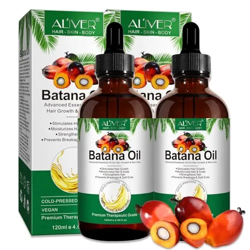 ALIVER Batana Öl Haaröl 120ml - Vegan & 100% natürlich - Haaröl für gesundes Haar, Haut und Nägel, reich an Vitaminen. Fördert Haarwachstum und beugt Haarausfall vor. Praktische Pipette für einfache Anwendung.