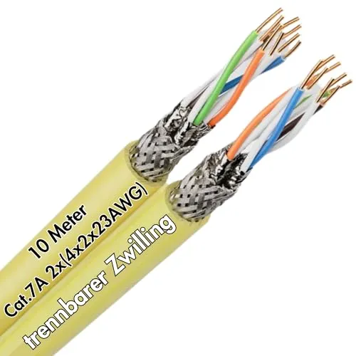 Lapp 10 Meter 2170981 ETHERLINE LAN Kabel 1000 Cat.7A 2x(4x2x23AWG) Duplex I 1000 MHz I LABS-frei I EMV Abschirmung I Verlege Kabel halogenfrei I Netzwerkkabel Twin Datenkabel I Netzwerk Verkabelung