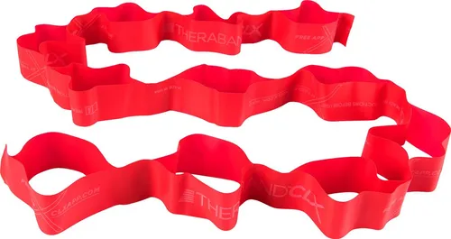 THERABAND Fitnessband CLX, rot, 2 m x 5 cm - Latexfreies 2 m x 5 cm Flachband mit 11 Schlaufen für einfachen Halt. Ideal für kraftschonendes Training und vielseitige Übungen zu Hause. Hohe Dehnfähigkeit für effektives Widerstandstraining.