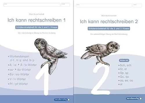 Ich kann rechtschreiben 1 und 2 - Schülerarbeitshefte für die 2. und 3. Klasse - neues Design: Meine Eulenhefte im Set zur selbstständigen Übung der Rechtschreibung: zwei Schülerarbeitshefte im Set