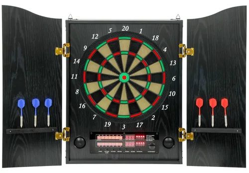 Produktbild Elektronische Dartscheibe E Dartboard mit Holzoptik und LED Anzeige