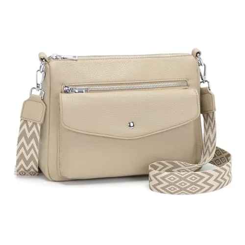 Atgbiem Umhängetasche Damen Mittelgroß Handtasche Klein Tasche Damen Crossbody Bag Veganes Leder Khaki Geschenke für Frauen