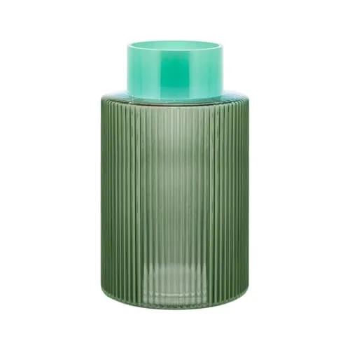 Remember Dekovase Vase Groove L green - Dekovase aus Glas mit transparentem, geriffeltem Design, ideal für stilvolle Blumendekorationen und moderne Wohnräume.