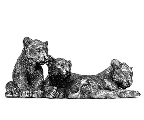 Brillibrum Design Tigerbabys Dekofigur aus Kunststein in Silber Antik-Look