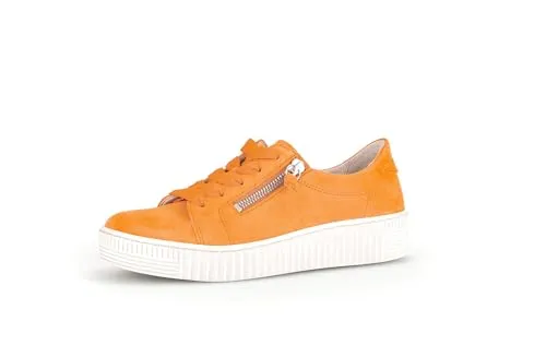 Gabor Leder Sneaker in Orange - Stylische Freizeit Sneaker aus hochwertigem Leder, ungefüttert für ein angenehmes Tragegefühl und mit einem bequemen Blockabsatz.