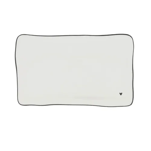 Servierplatte HEART rechteckig mit schwarzem Herz 22x13cm Bastion Collections