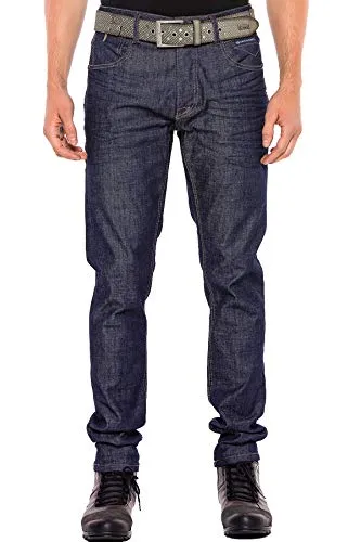 Cipo & Baxx Herren Jeans Hose Basic Casual 5-Pocket Denim Regular Fit Washed Jeans Pants Hose Dunkelblau W33 L32
