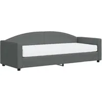 vidaXL Tagesbett mit Matratze Dunkelgrau 80x200 cm - Praktisches 2-in-1-Tagesbett für Wohn- und Schlafzimmer, das tagsüber als Sofa und nachts als Schlafplatz dient. Inklusive bequemer Schaumstoffmatratze für optimalen Komfort.