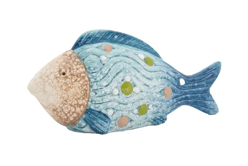Deko Fisch Maritim Keramik Zierfisch Tier Figur Zaunhocker Skulptur Objekt
