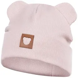 Smarilla Jerseymütze Übergangsmütze Baumwollmütze Beanie Bärenohren rosa 50-52