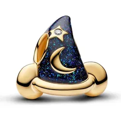 PANDORA Charm Goldfarben Disney Micky Maus Zauberhut 764207C01 - Charms für Damen: 14 Karat vergoldetes Charm mit Labor-Diamanten, inspiriert von Disneys Zauberhut – ein magisches Symbol für Fantasie und Qualität.
