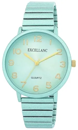 Excellanc Damenuhr aus Edelstahl in Grün, in Einer Länge von 21 cm, Klassisches Design für Jede Frau