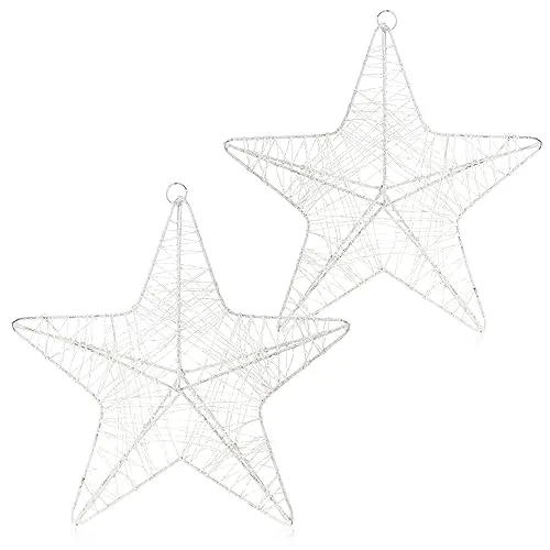 com-four® 2X Deko Stern Weihnachten - Weihnachtsdekoration Stern zum Aufhängen - Weihnachtsstern aus Metall mit Pailletten - Deko Hänger