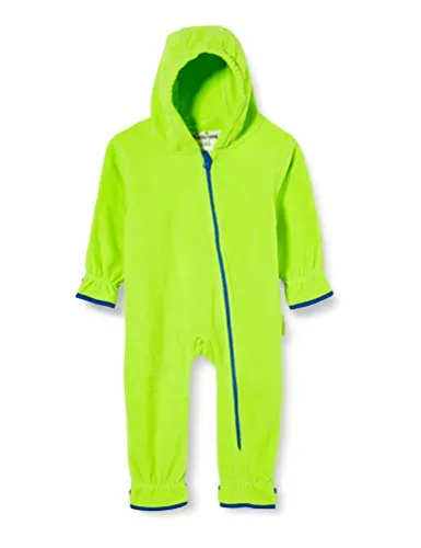 Playshoes Fleece-Overall Unisex Kinder Jumpsuit, grün, 92 - Strampler für Baby-Mädchen, warmer Fleece-Overall mit extra langem Reißverschluss für einfaches An- und Ausziehen sowie praktischer Kapuze und umklappbaren Arm- und Beinabschlüssen.