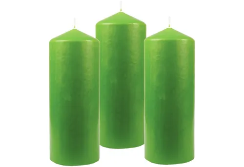 HS Candle Stumpenkerze Dekokerze (3-tlg), Wachskerzen Ø6cm x 17cm - Kerze in vielen Farben