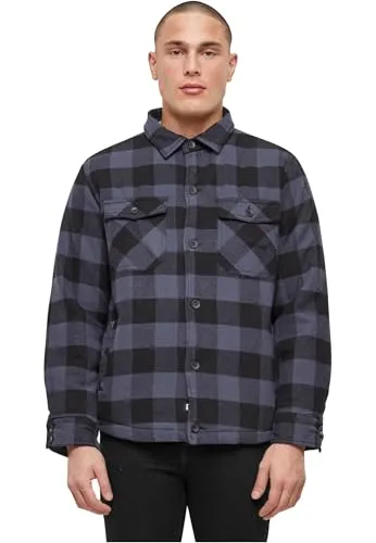Brandit Lumber Jacket - Wattierte Flanelljacke in Schwarz/Grau, Größe S - Funktionsjacke mit 2 großen Brusttaschen, praktischer Innentasche und geradem Schnitt für optimalen Tragekomfort.
