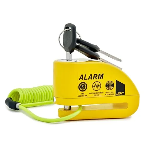 JDC Motorrad Moped Fahrrad Elektrofahrrad Roller Scheibenschloss Sicherheit Wasserdicht Mit Erinnerungsfunktion Kabel 110 Db Alarm – Jaws - Gelb