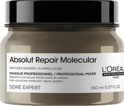 L'Oréal Professionnel Paris Serie Expert Absolut Repair Molecular Mask 150 ml - Haarmaske für geschädigtes Haar, repariert 2 Jahre Haarschäden in nur einer Anwendung und sorgt für +85% Geschmeidigkeit. Ideal für sofort kräftigeres und gesund aussehendes Haar.