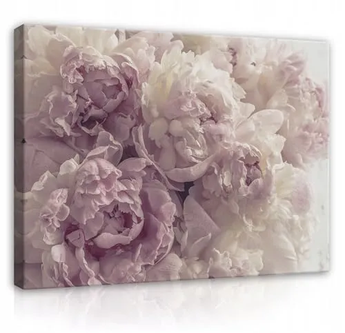 WallArena - Leinwand Bilder Blumen Pfingstrosen - 120x80 cm Leinwandbilder - Bild auf leinwand - Wandbild XXL groß Wandbilder für Wohnzimmer Schlafzimmer Wohnzimmerbilder Modern - Natur Rosa