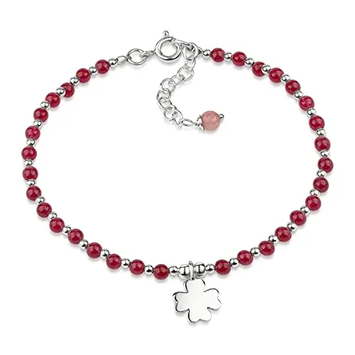 Materia Achat Edelstein Armband Damen mit Kleeblatt in Rot in rot von Materia by Matthias Wagner
