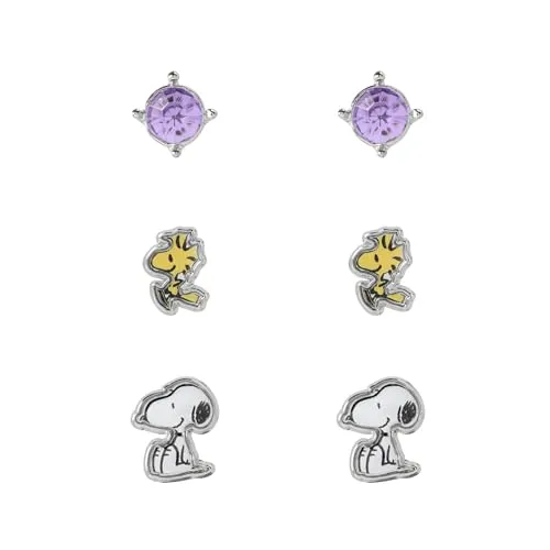Peanuts Snoopy & Woodstock Unisex Ohrstecker-Set weiß/gelb in gelb von Peanuts